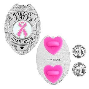 Breast Cancer Awareness Pin Badge - Law Enforcement Police Style Mini Badge Pin